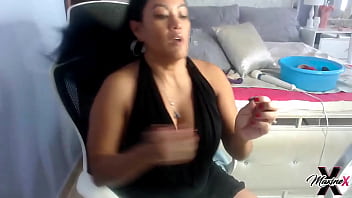 Maxine x uses a 24 inch dildo to fuck herself during solo clip