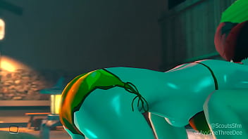 Teen gives amazing blowjob and got intense bang at pool creampie