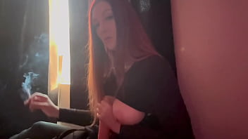 European stepmom artemisia love showing her juicy boobs and smoke fetish sesh sex toy play