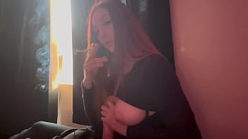 European stepmom artemisia love showing her juicy boobs and smoke fetish sesh sex toy play