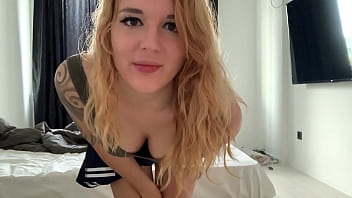 Daddy's girl squirting with a huge toy part 1