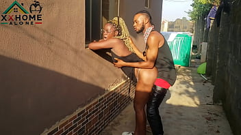 Jasmine candy is a slutty neighbor she had a quick sex with her neighbors outdoors behind the windows