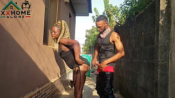 Jasmine candy is a slutty neighbor she had a quick sex with her neighbors outdoors behind the windows