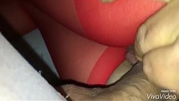 Red pantyhose amateur wife cumshot
