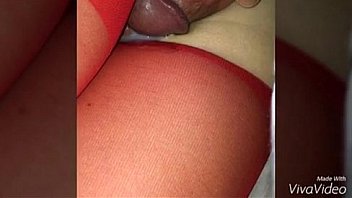 Red pantyhose amateur wife cumshot