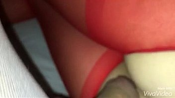 Red pantyhose amateur wife cumshot