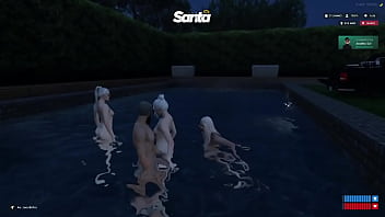 Na piscina com as amigas