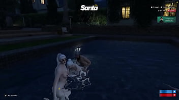 Na piscina com as amigas