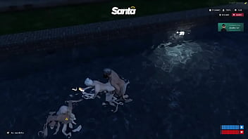 Na piscina com as amigas