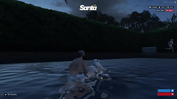 Na piscina com as amigas