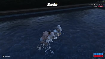 Na piscina com as amigas