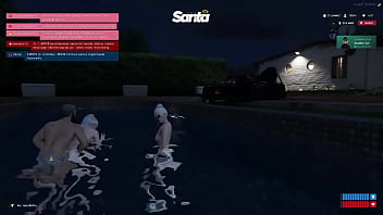 Na piscina com as amigas