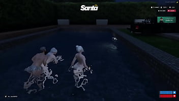 Na piscina com as amigas