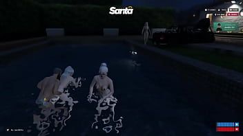 Na piscina com as amigas