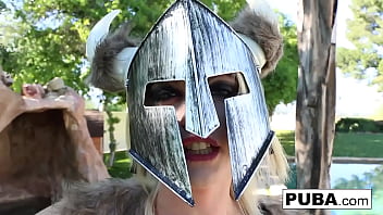 Hot blonde masturbates