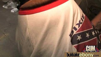 Hot ebony chick in interracial gangbang 10