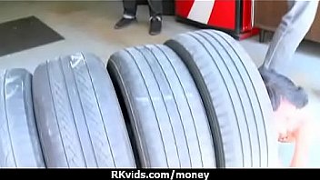 Tight teen fucks a man in front of the camera for cash 18