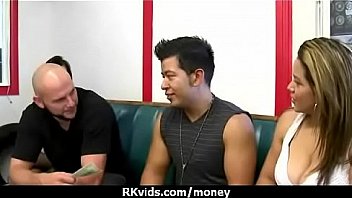 Tight teen fucks a man in front of the camera for cash 18