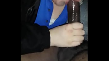 Chunky white gal sucking a black meatstick