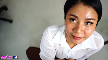 Thai milf secretary sucking cock