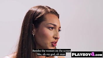 Hot big ass babe posed and big tits milf masturbated after interview