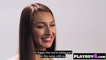 Hot big ass babe posed and big tits milf masturbated after interview