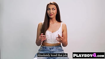 Hot big ass babe posed and big tits milf masturbated after interview