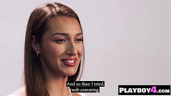 Hot big ass babe posed and big tits milf masturbated after interview