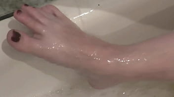 Milf soapy foam on tits pussy ass legs sexy blonde milf takes bathroom handjob solo milf shower