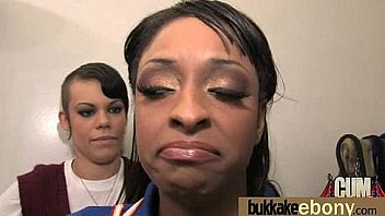 Ebony gets group cumshots 7
