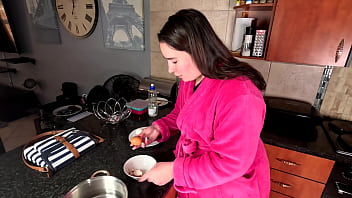 Pov blowjob whore eating cum covered eggs for breakfast