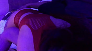Long bj on a slutty red net skirt and top every lick at the cock i felt my pussy palpitate