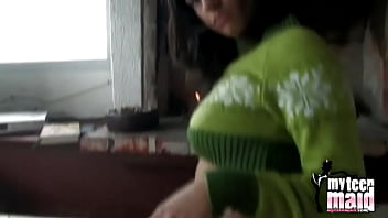 Teen maid gets her pussy felt by the customer Teen maid gets her pussy felt by the customer
