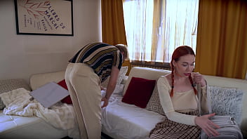 Redhead student fucks her teacher after school at her place