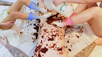 Pastel crush chocolate cake and cock addition foot fetish