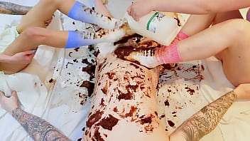 Pastel crush chocolate cake and cock addition foot fetish