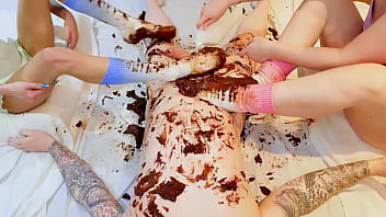 Pastel crush chocolate cake and cock addition foot fetish