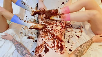 Pastel crush chocolate cake and cock addition foot fetish