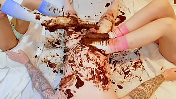Pastel crush chocolate cake and cock addition foot fetish