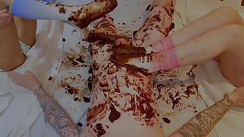 Pastel crush chocolate cake and cock addition foot fetish