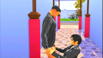 A guy smokes cigarettes and fucks