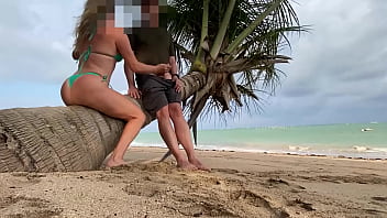 A milf teased man on the beach and he got overexcited and fucked her in the ass