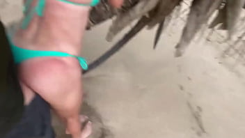 A milf teased man on the beach and he got overexcited and fucked her in the ass