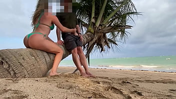 A milf teased man on the beach and he got overexcited and fucked her in the ass