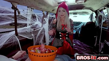 Halloween bus pickup turns x rated with petite blonde going wild
