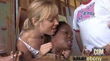 Huge cocks cover their black face in cum 12