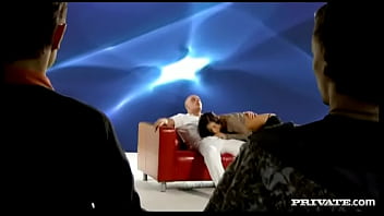 Big boobed brunette angel dark gives a footjob before her facial