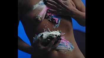 Messy food birthday cake girl