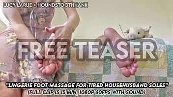 Lingerie foot massage for tired househusband soles