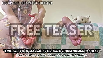 Lingerie foot massage for tired househusband soles